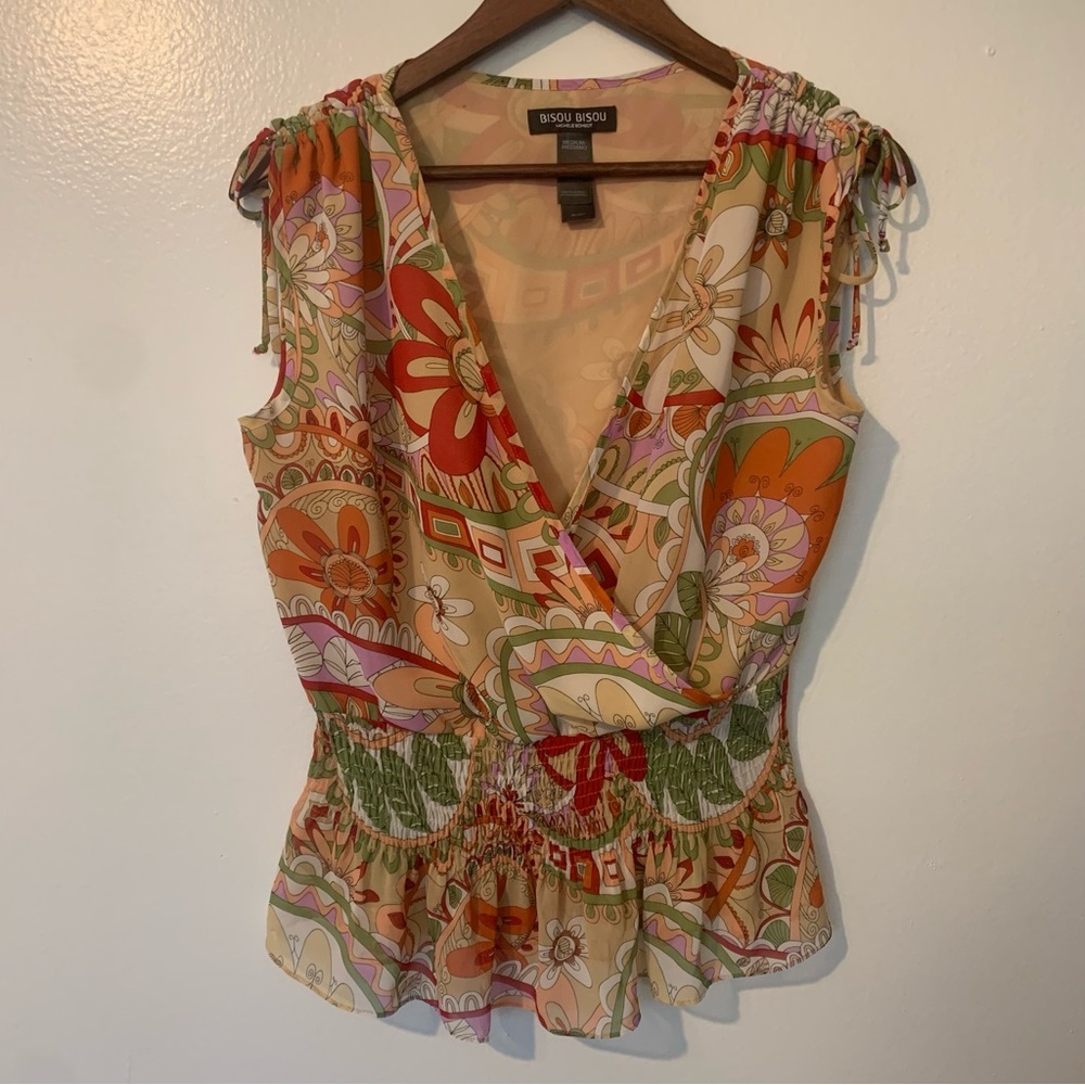 Bisou Bisou Multicolor Floral Women's Blouse